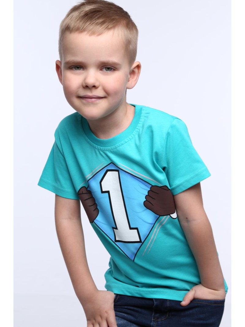 Boy\'s T-shirt with a number, mint NDZ4478 - Online store - Boutique